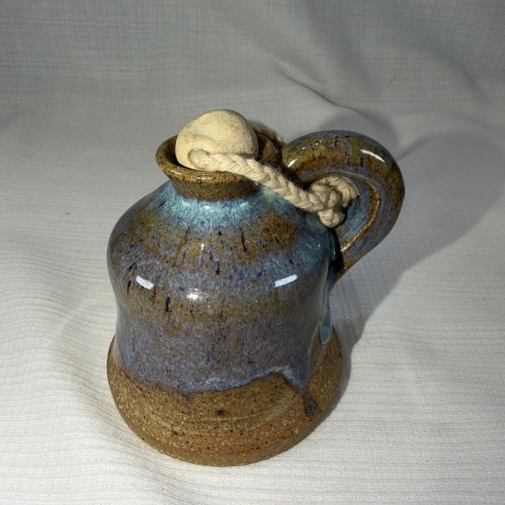 1979 Studio Pottery Miniature Decanter Cruet Jug Wood Stopper Signed Glory B Vtg
